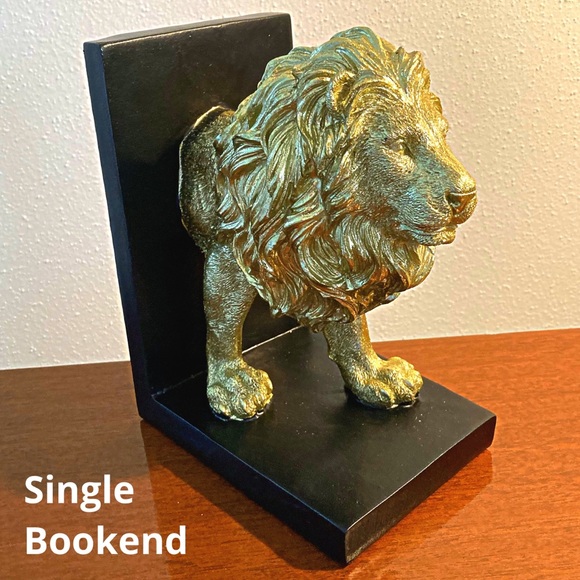 Golden Lion Sculpture Bookends LEO Astrology - Picture 2 of 5